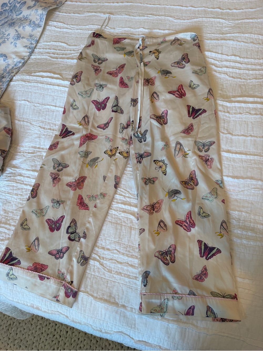 Generation Love Cream Satin Butterfly Lounge Pants